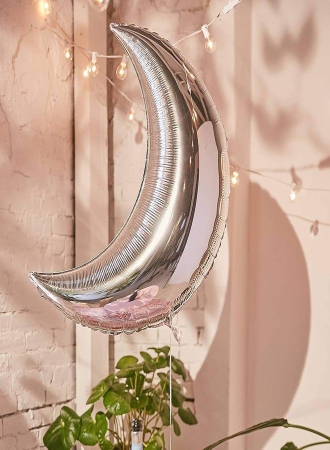 SOI Moon Shaped Silver Mylar Balloon - Pack of 1 | Birthday | Baby Shower | Wedding | Anniversary | Party Decoration - Image 3